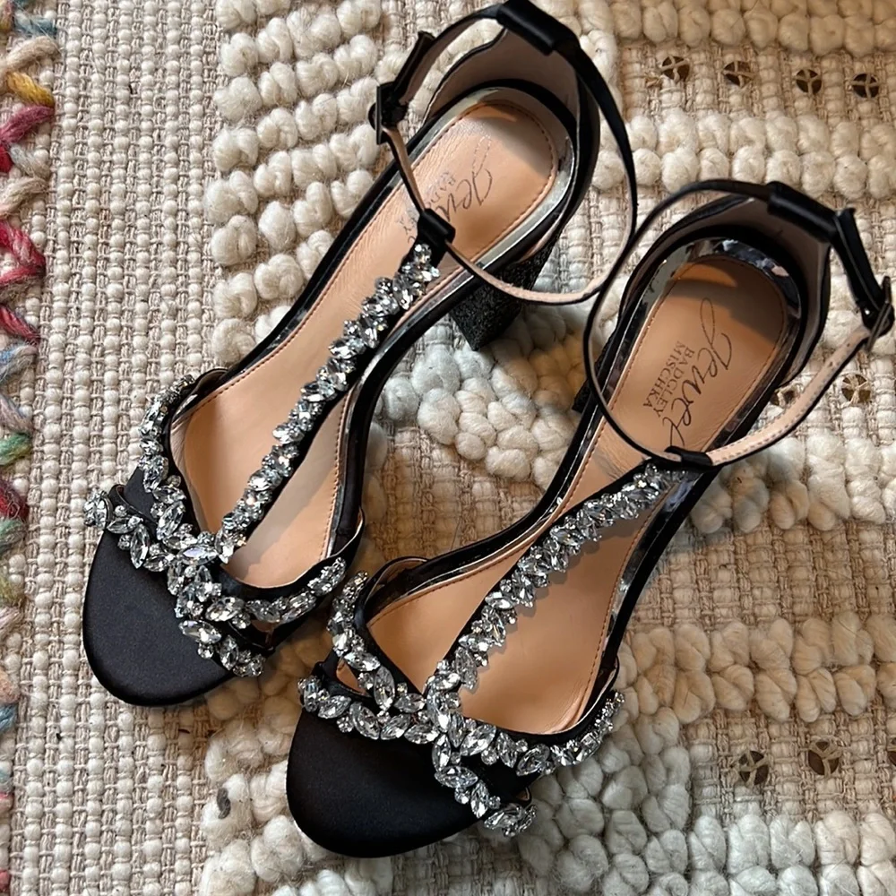 Badgley Mischka crystal sandals high heels size us8.5 - Picture 8 of 11